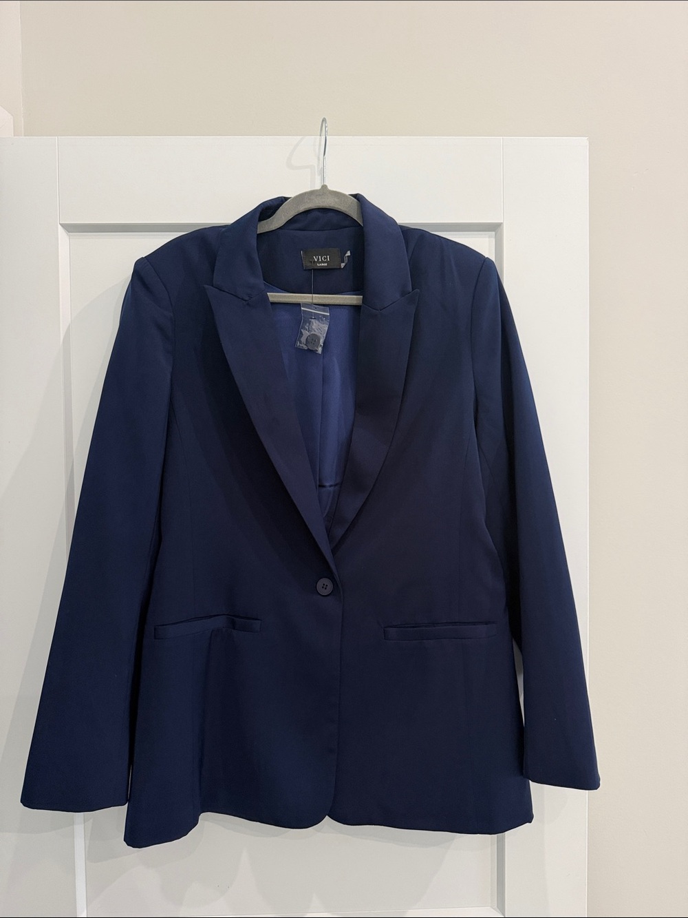 NWT Vici Dark Navy Single-Button Blazer with Notch Lapel